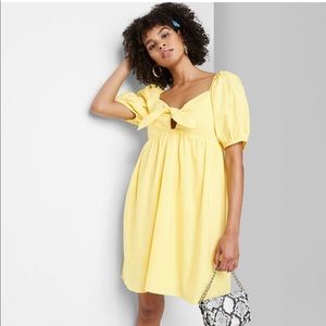 Women’s Short Sleeve Yellow Poplin Dress